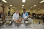 Ken Vincent and Cliff Bowman prepare the buffet